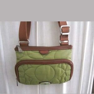 Fossil Green quilted flower crossbody